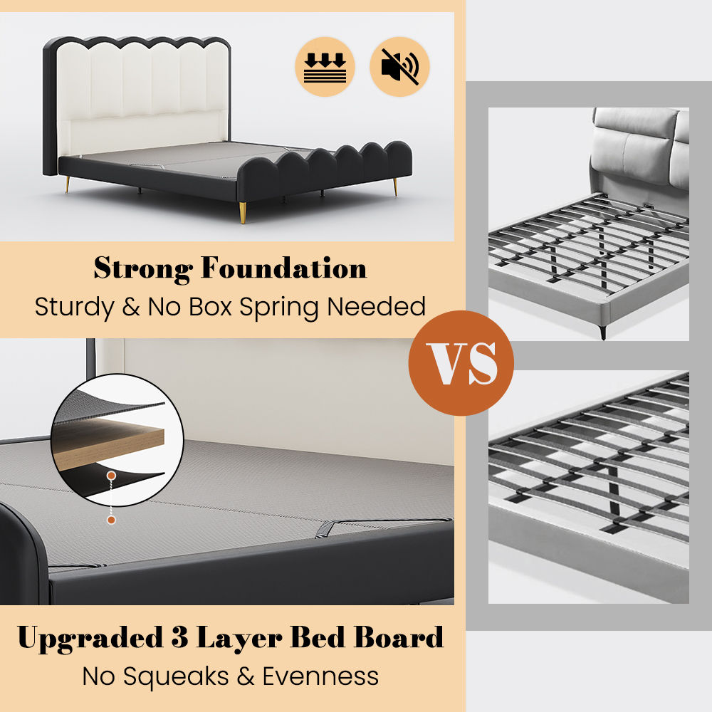 Partly Assemble White & Black Leather Beds