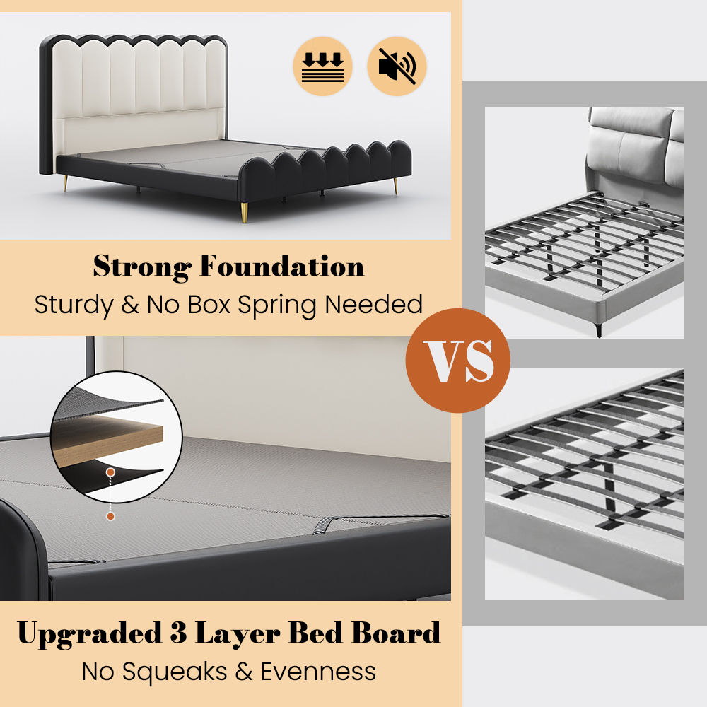 Partly Assemble White & Black Leather Beds