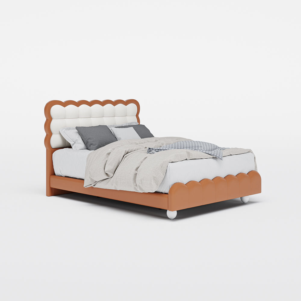 Modern White & Orange Leather Beds