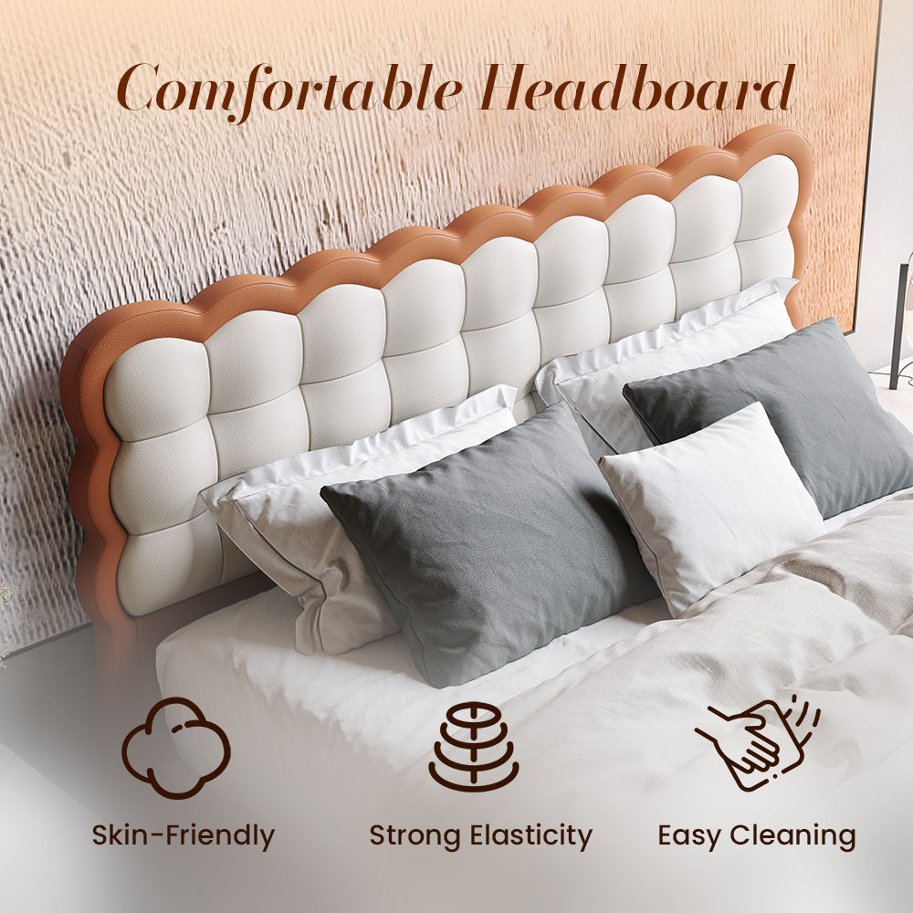 Leather White & Orange Leather Beds
