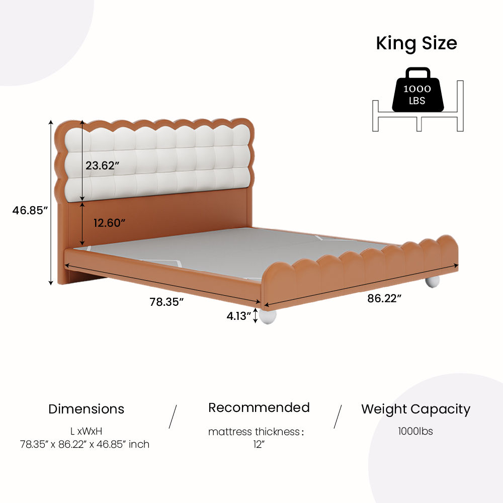 Leather White & Orange Leather Beds