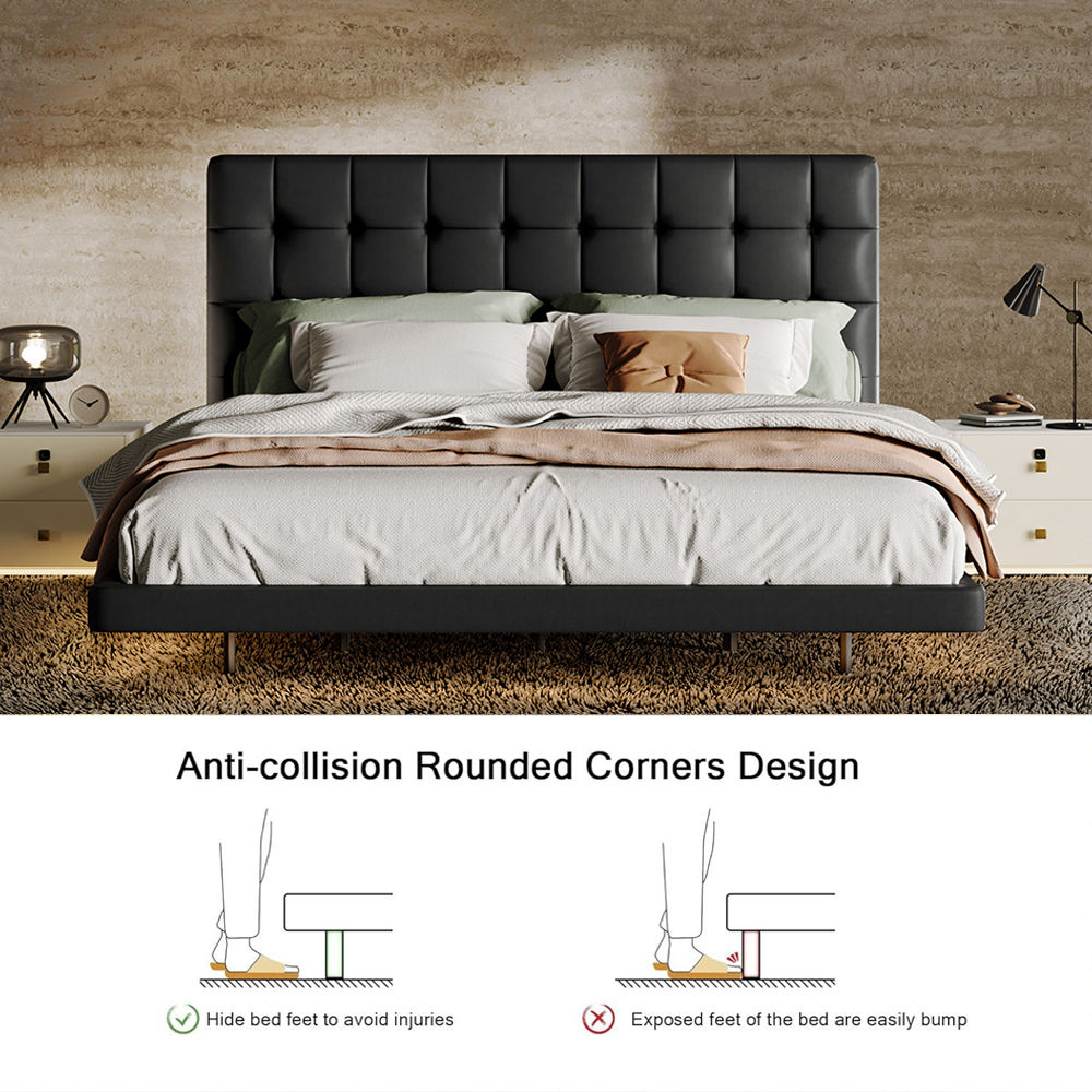 Modern Black PU Leather Beds