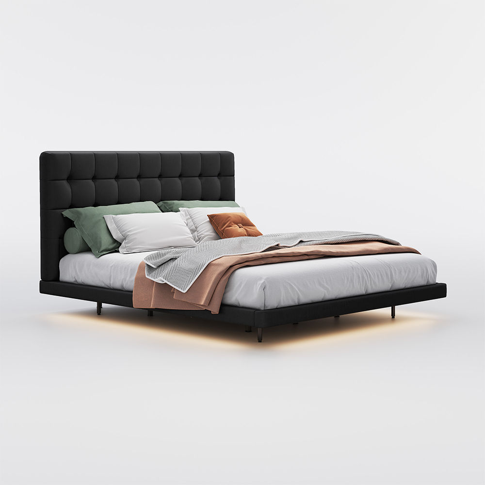 Modern Black PU Leather Beds