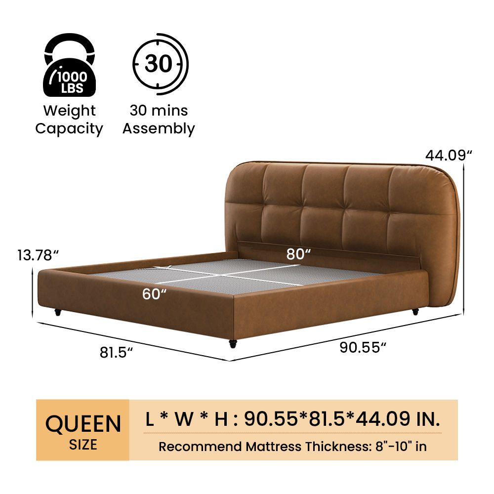 Partly Assemble Brown Leather Beds