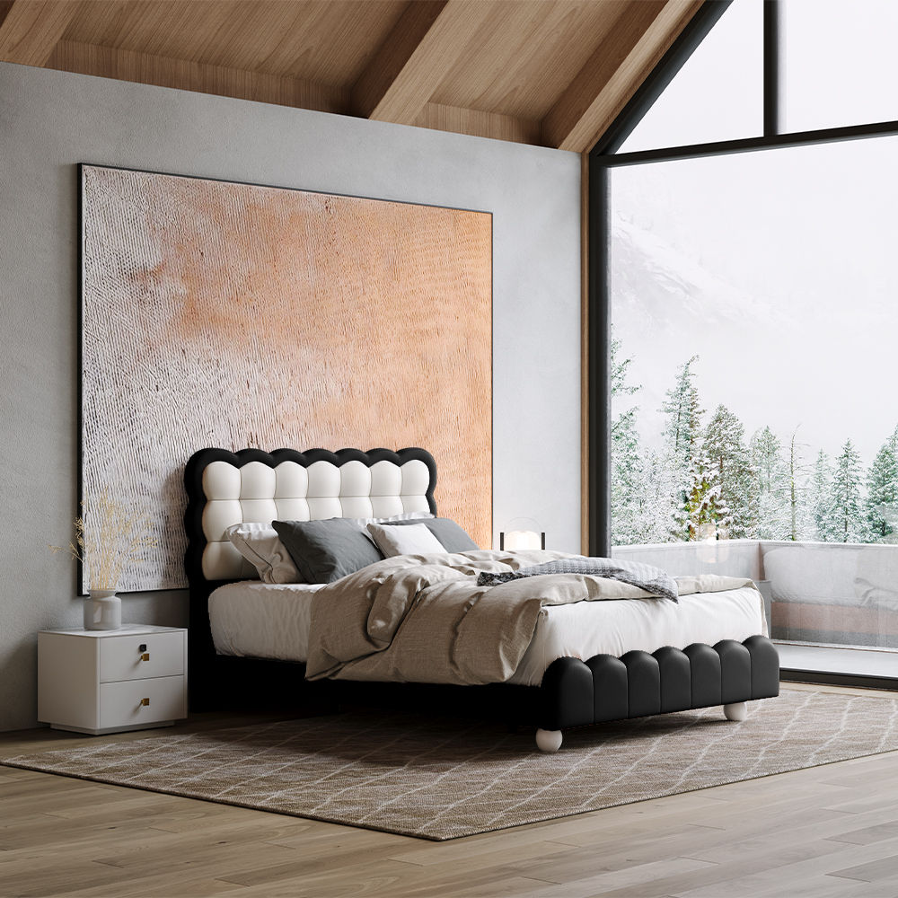 White & Black Leather Beds