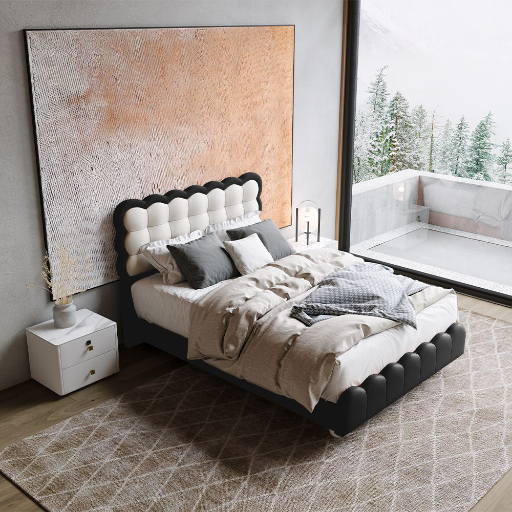 White & Black Leather Beds