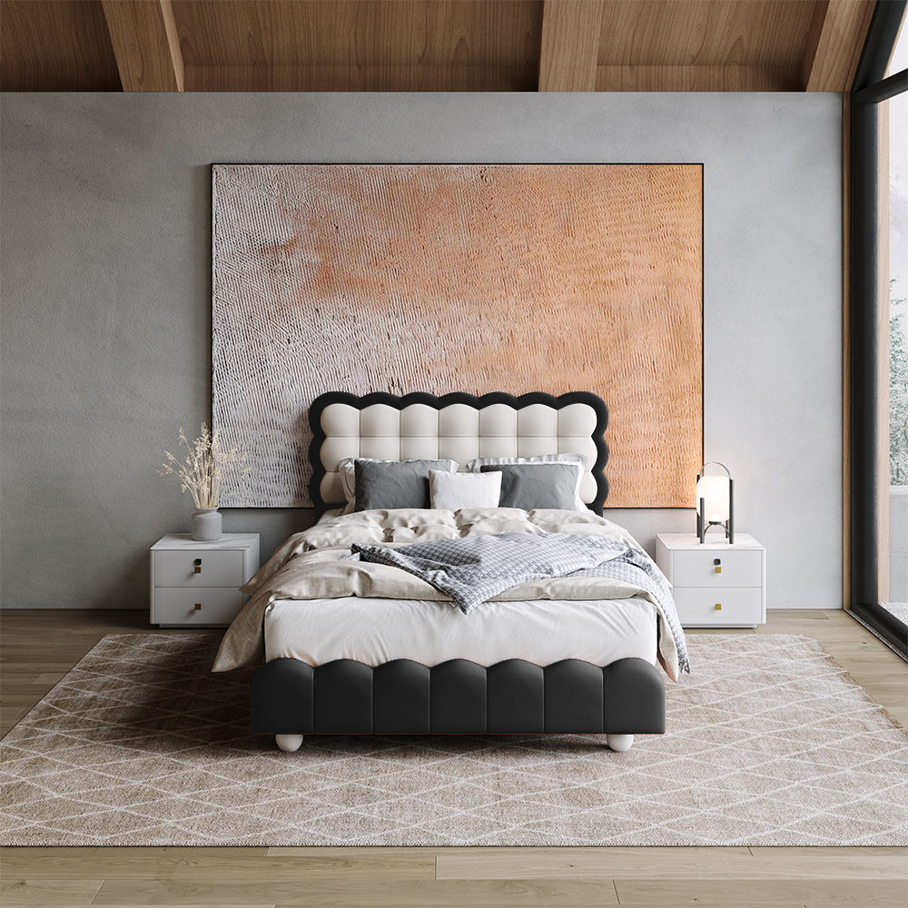 White & Black Leather Beds
