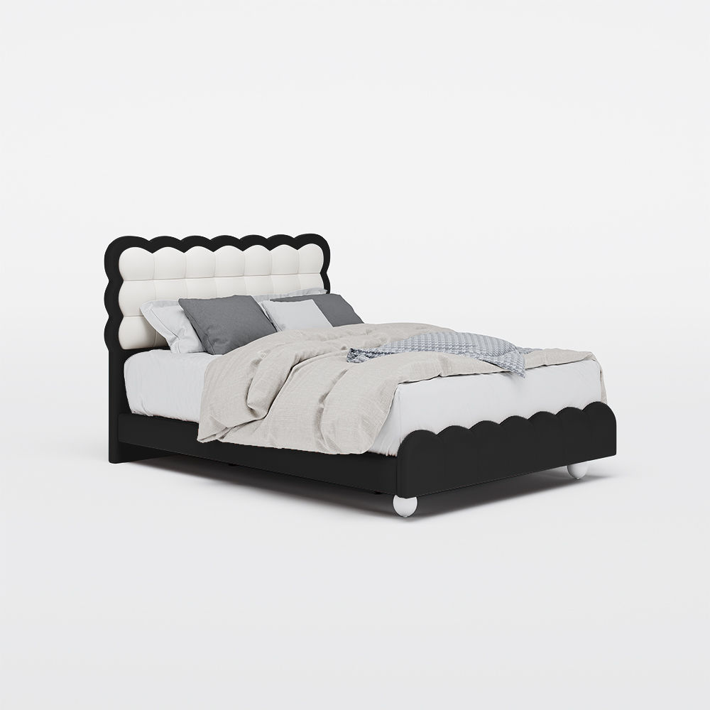 White & Black Leather Beds