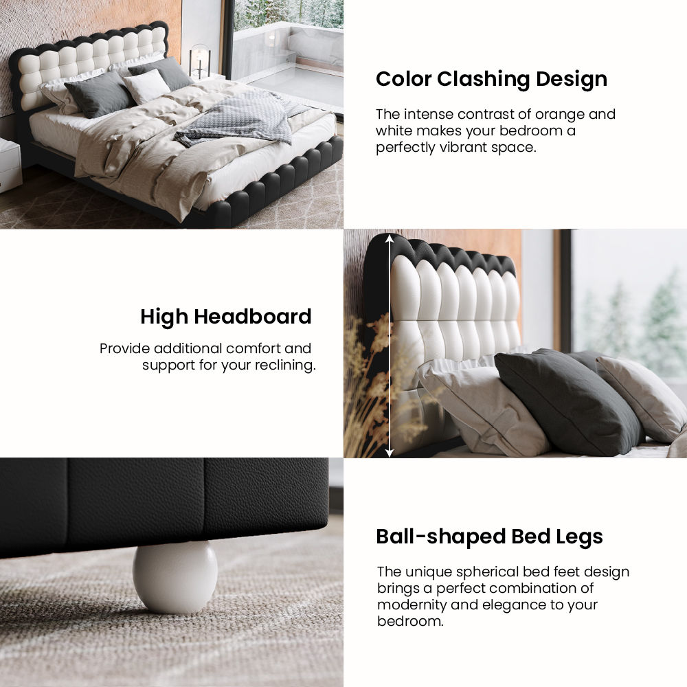 White & Black Leather Beds