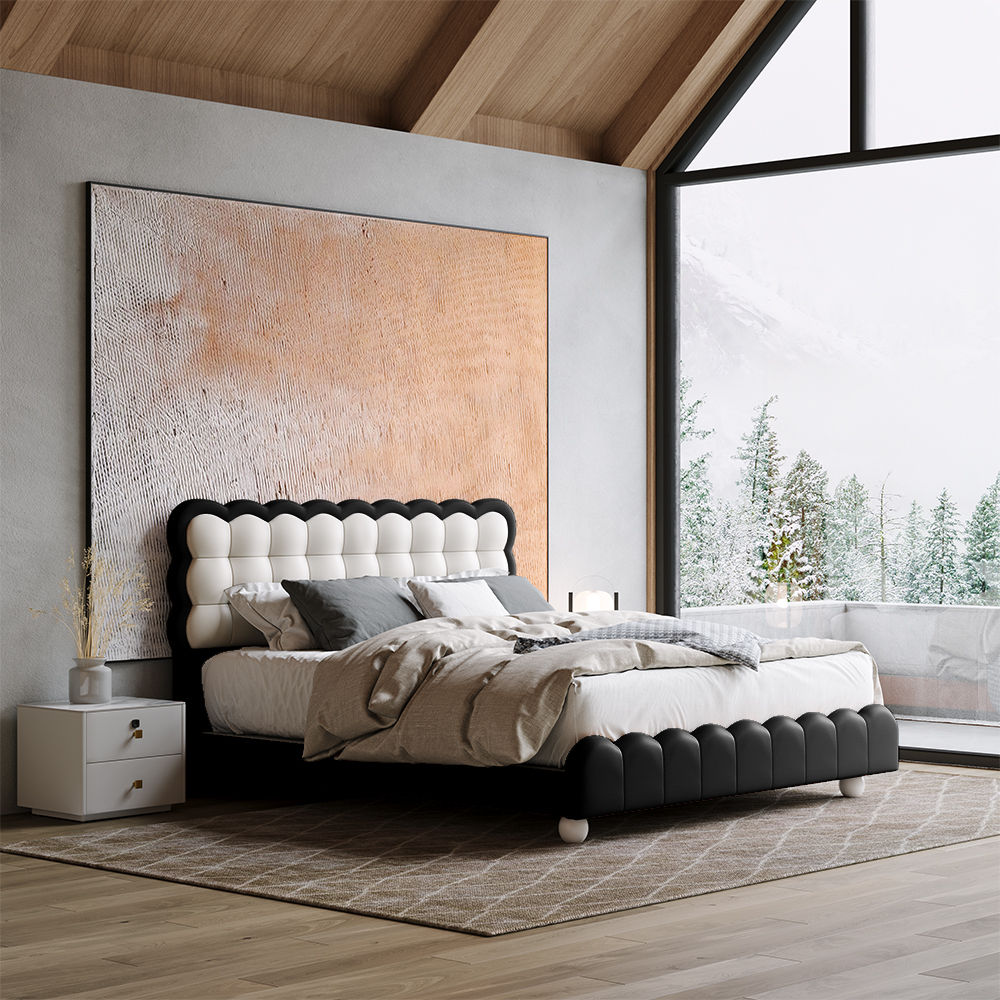 White & Black Leather Beds