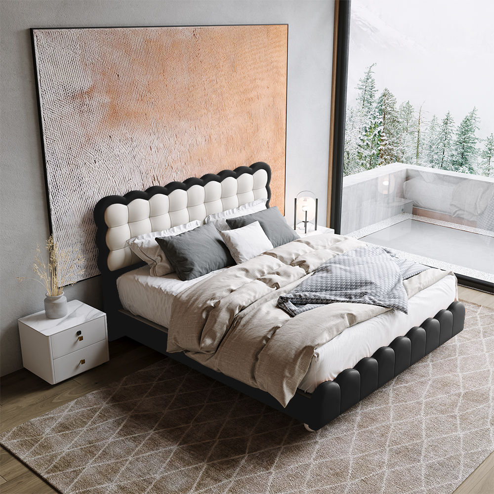 White & Black Leather Beds