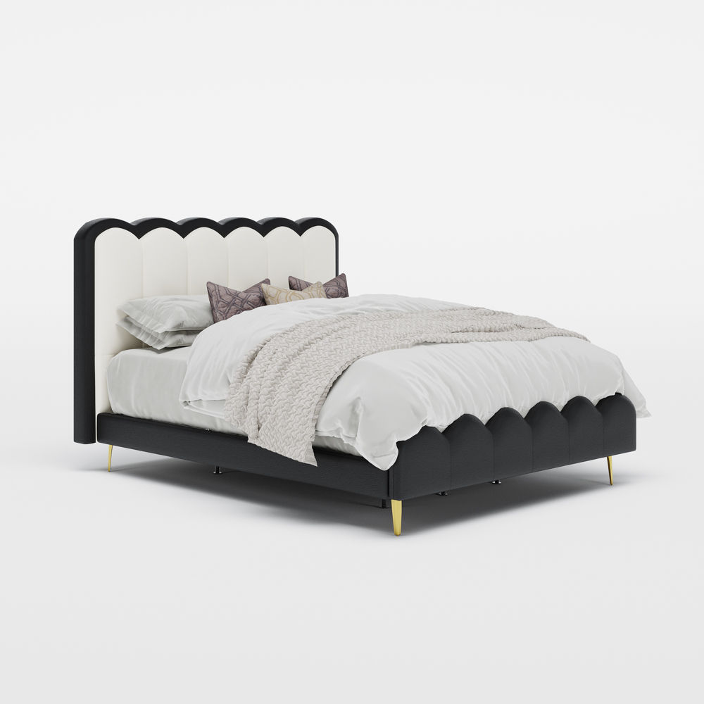 Leather Ivory white & Black Leather Beds