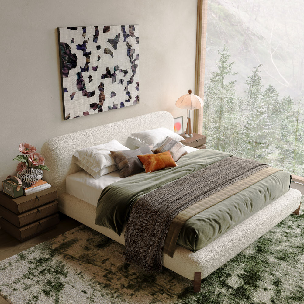 Partly Assemble Beige Boucle Beds