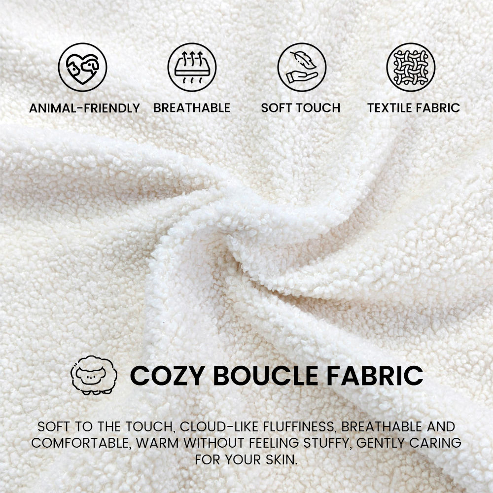 Pure Color Beige Boucle Beds