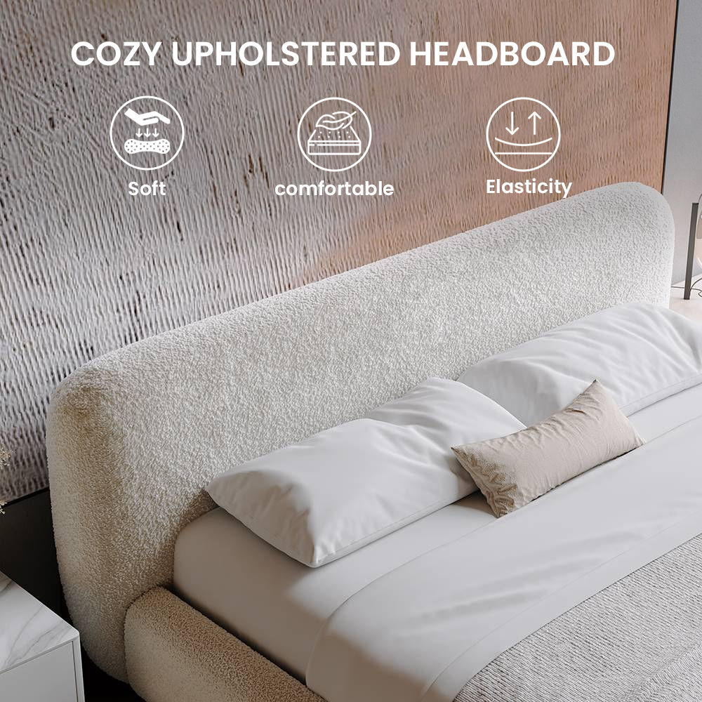 Partly Assemble Beige Boucle Beds