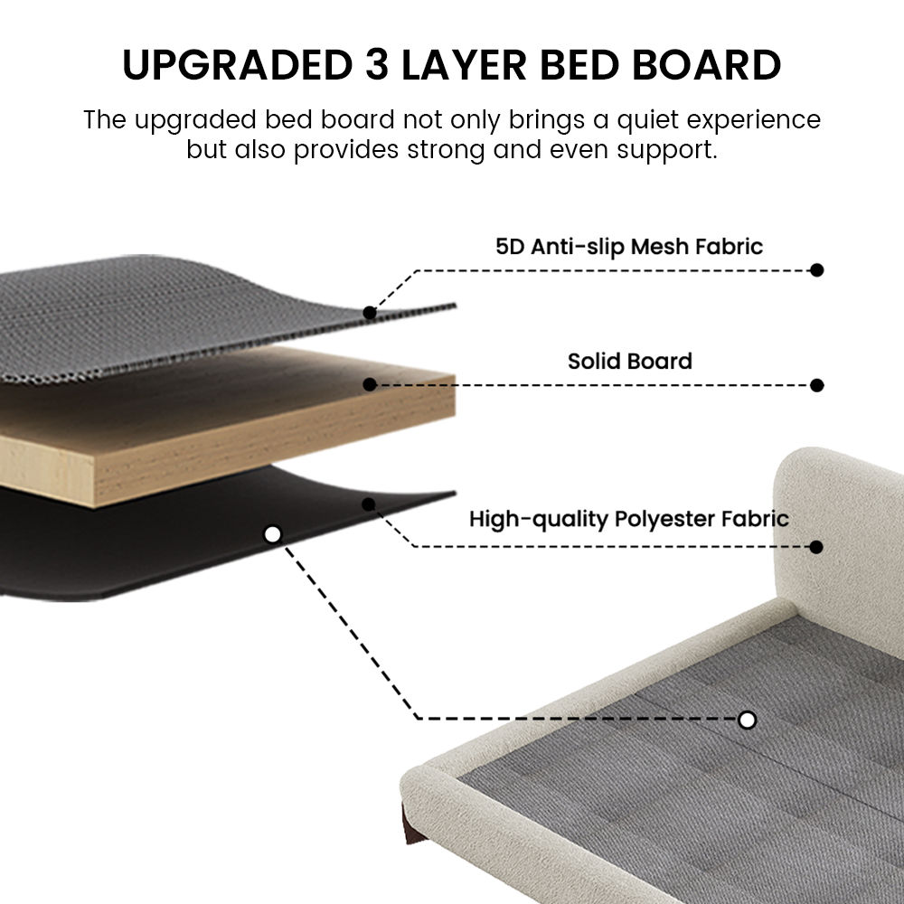 Rectangular Beige Boucle Beds
