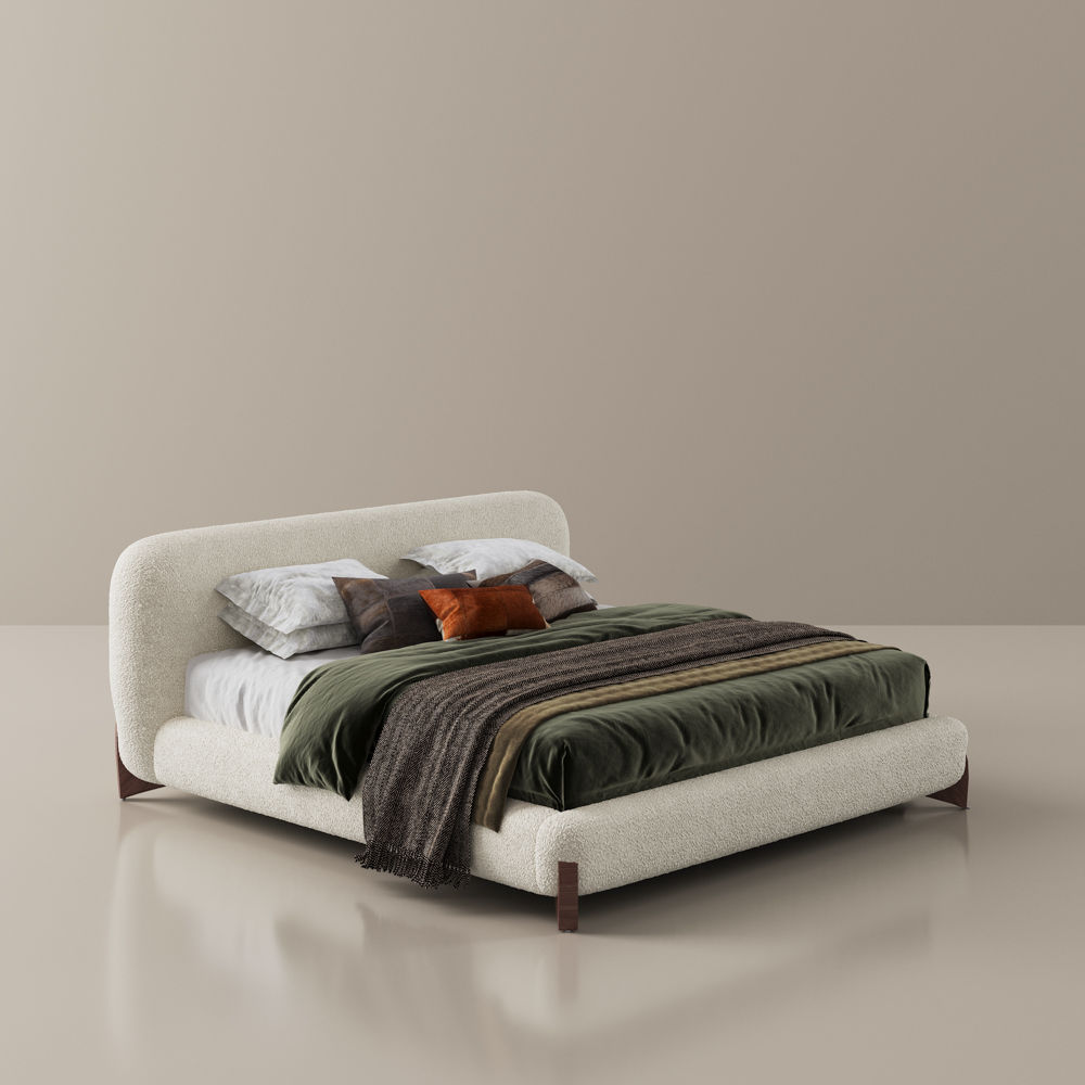 Pure Color Beige Boucle Beds