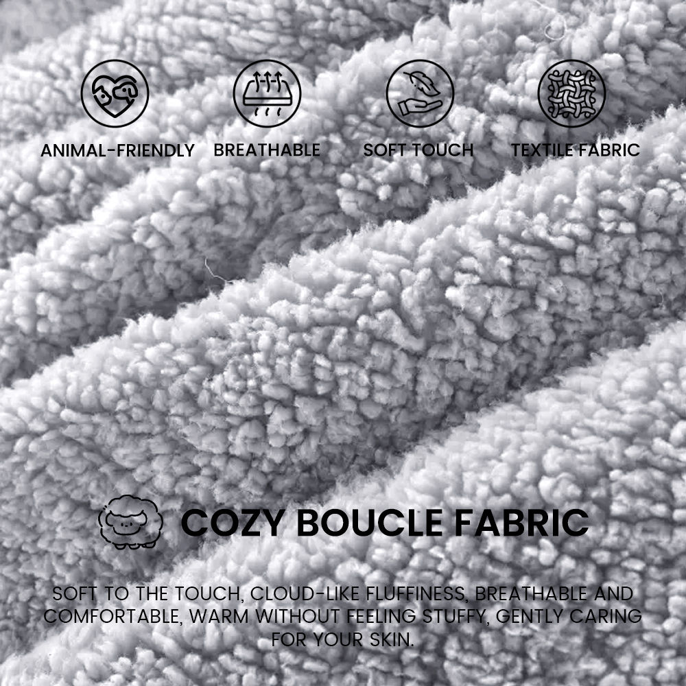 Rectangular Light Gray Boucle Beds