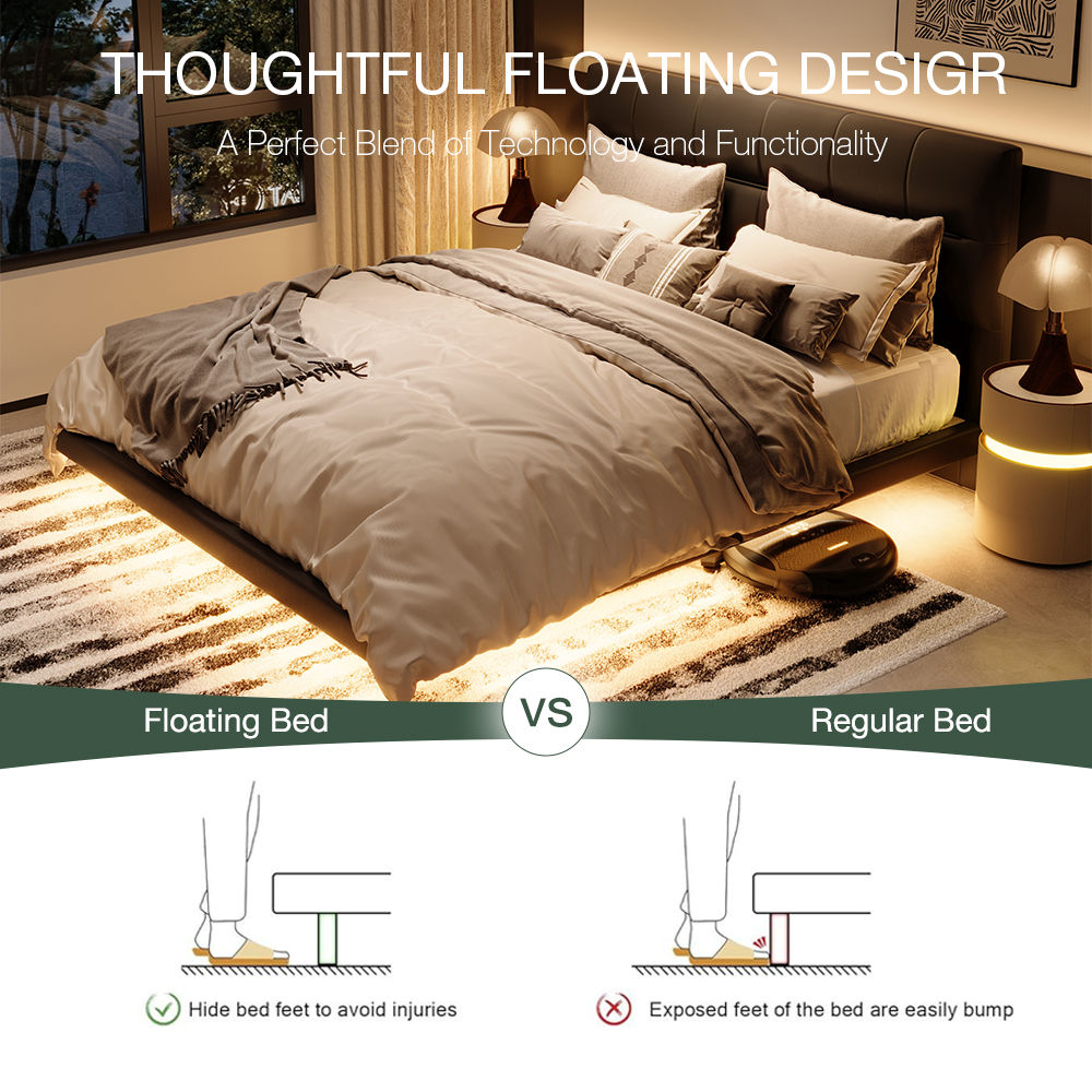 Modern Black PU Leather Beds