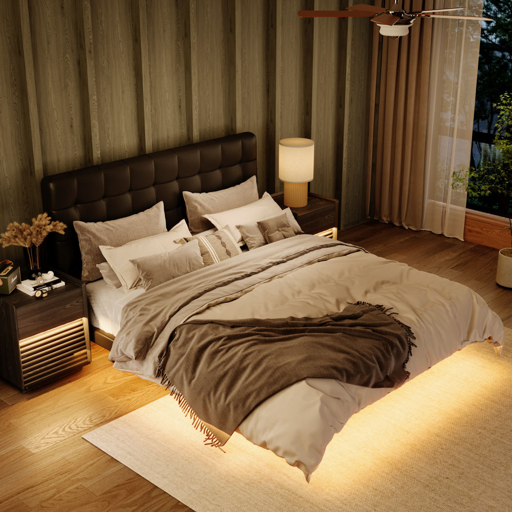 Modern Black PU Leather Beds