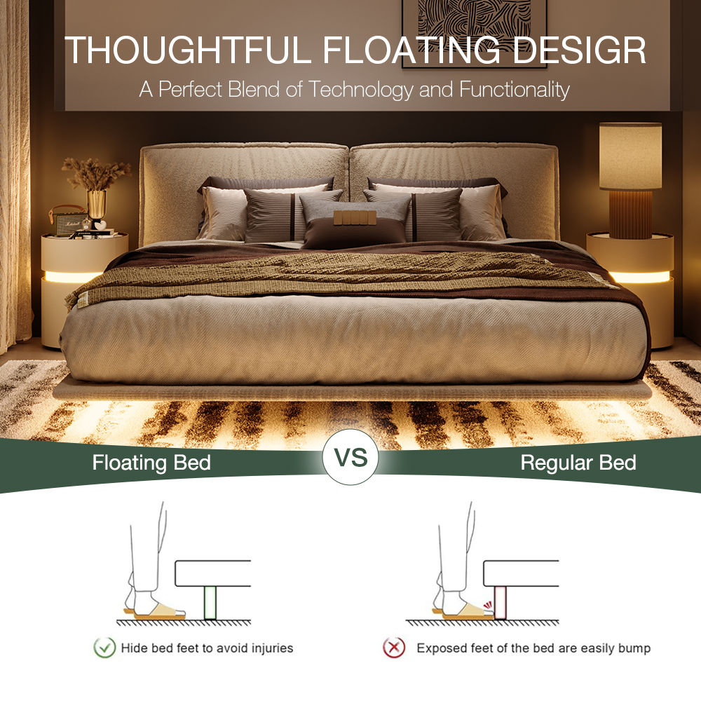 Wood Beige Polyester Beds