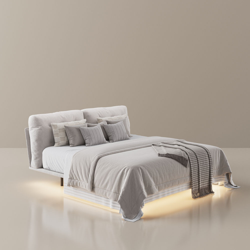 White Gray Polyester Beds