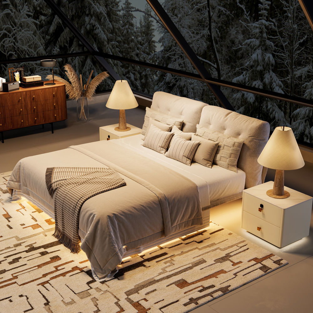 With Led Lights White Polyester Beds