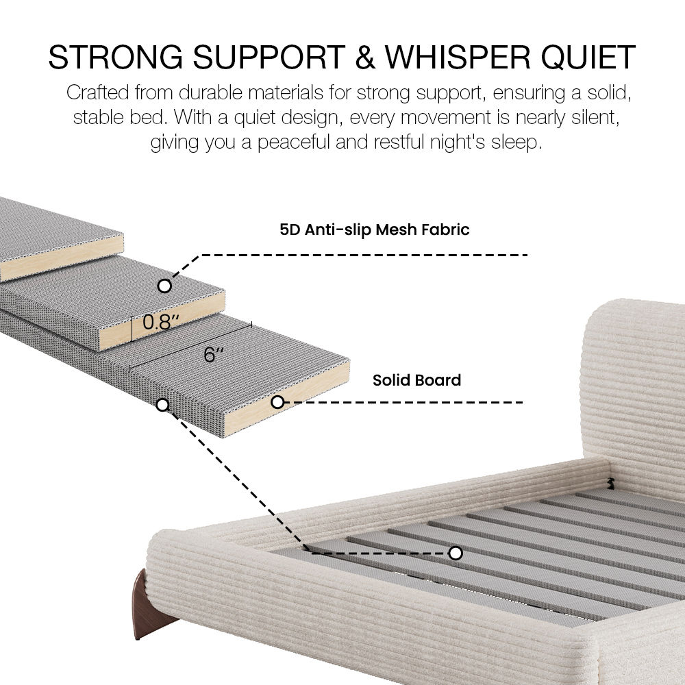 Boucle White Corduroy Beds