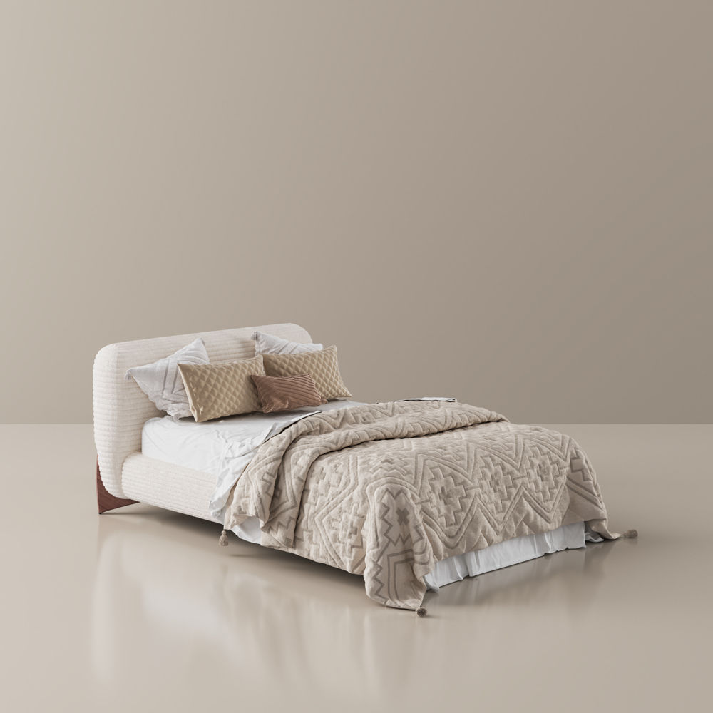 Queen Size White Corduroy Beds