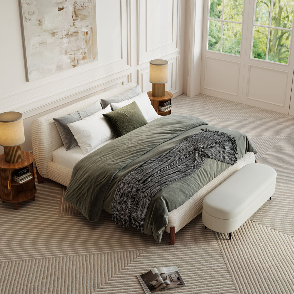 Modern Beige Corduroy Beds