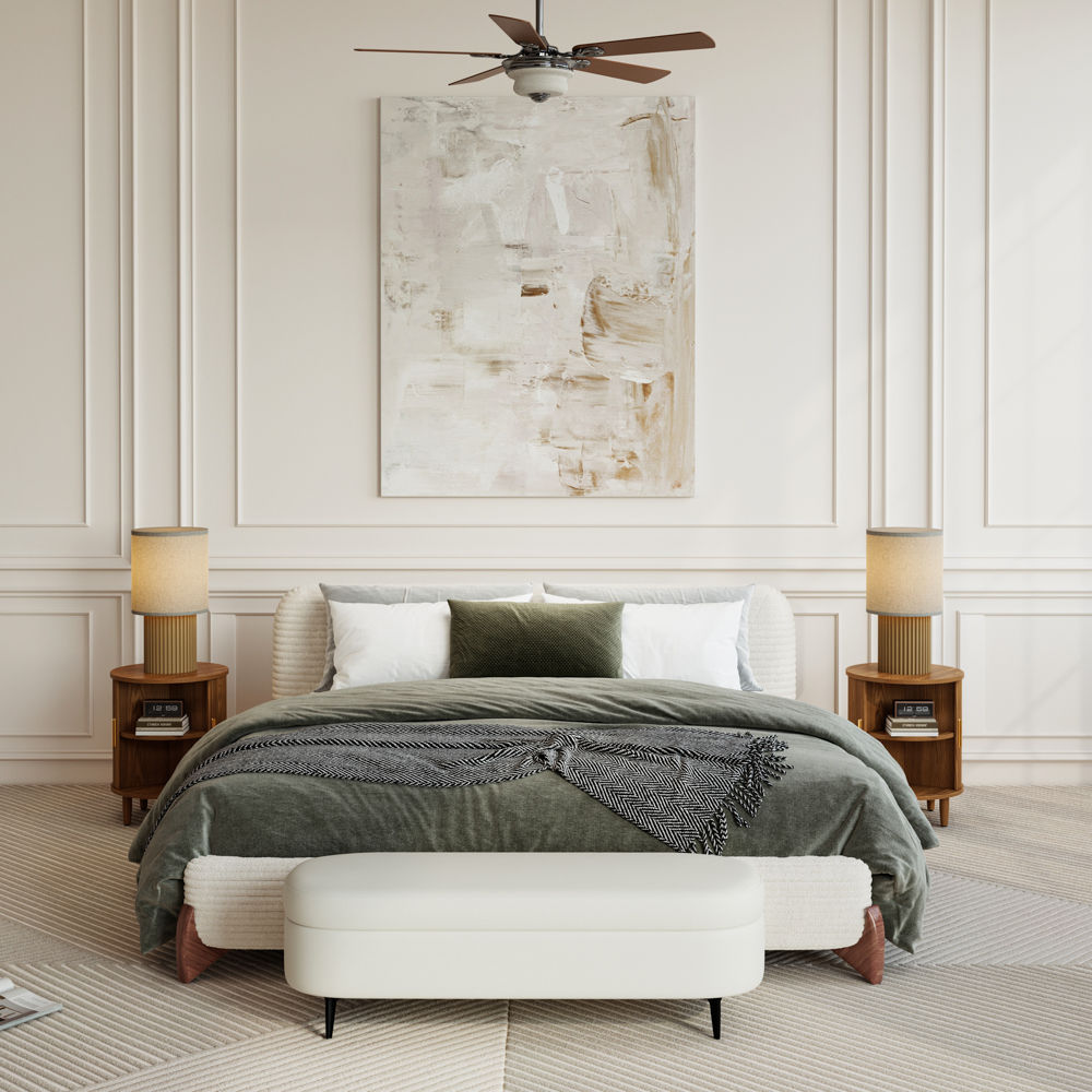 Queen Size Beige Corduroy Beds