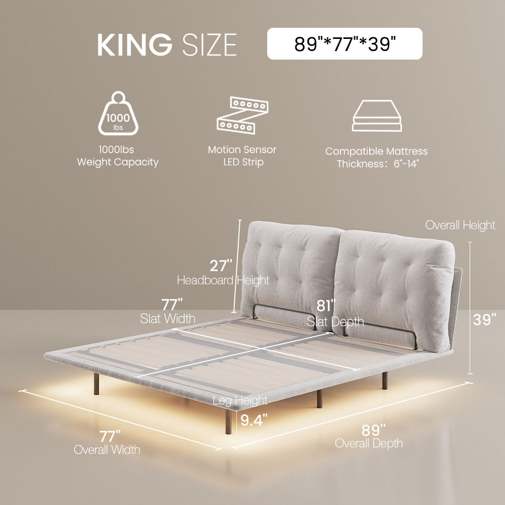 With Headboard White Linen Beds