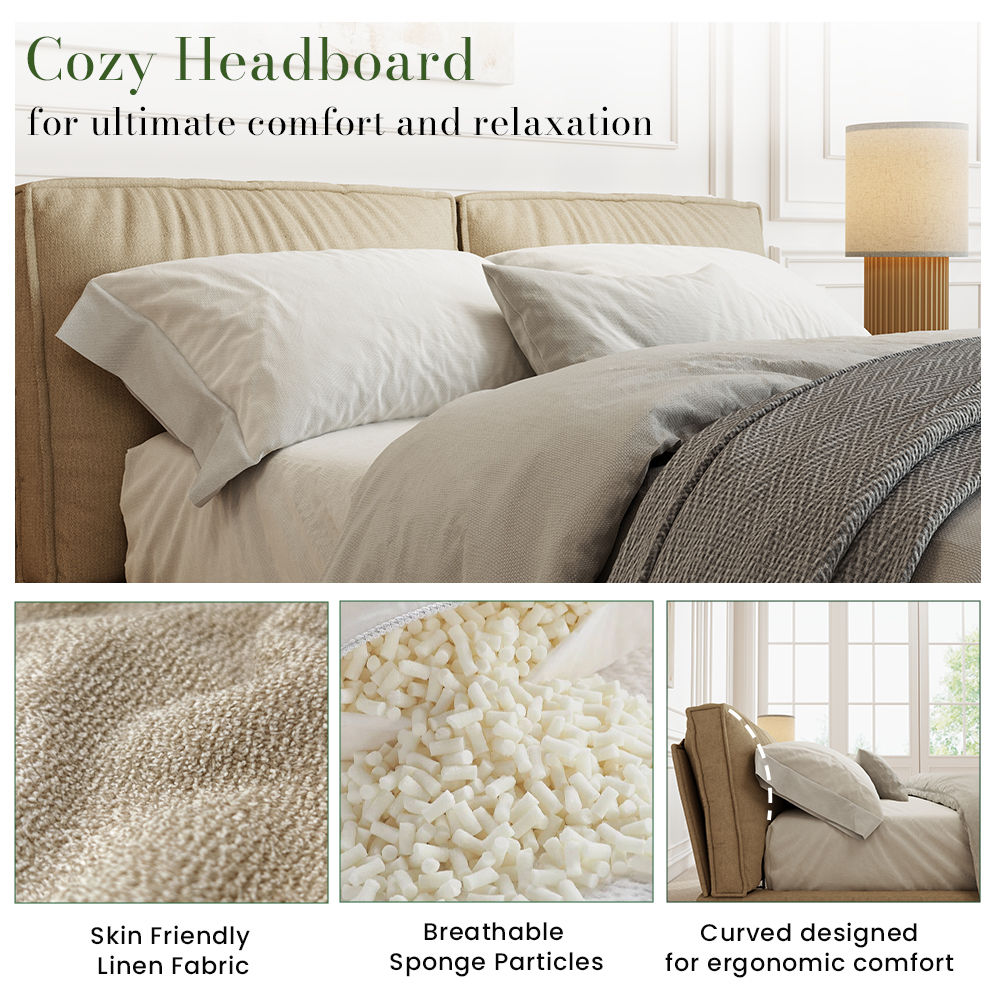 Beige Khaki Linen Beds