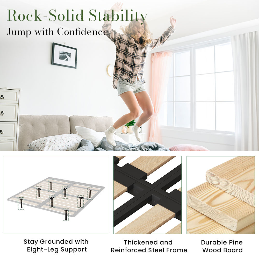 Floating Bed Frame White Linen Beds
