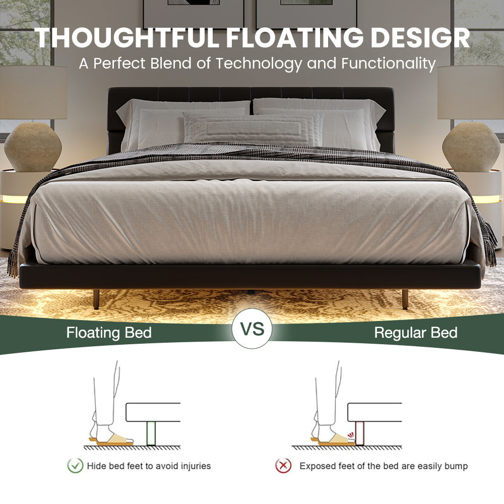 Queen Size Black PU Leather Beds