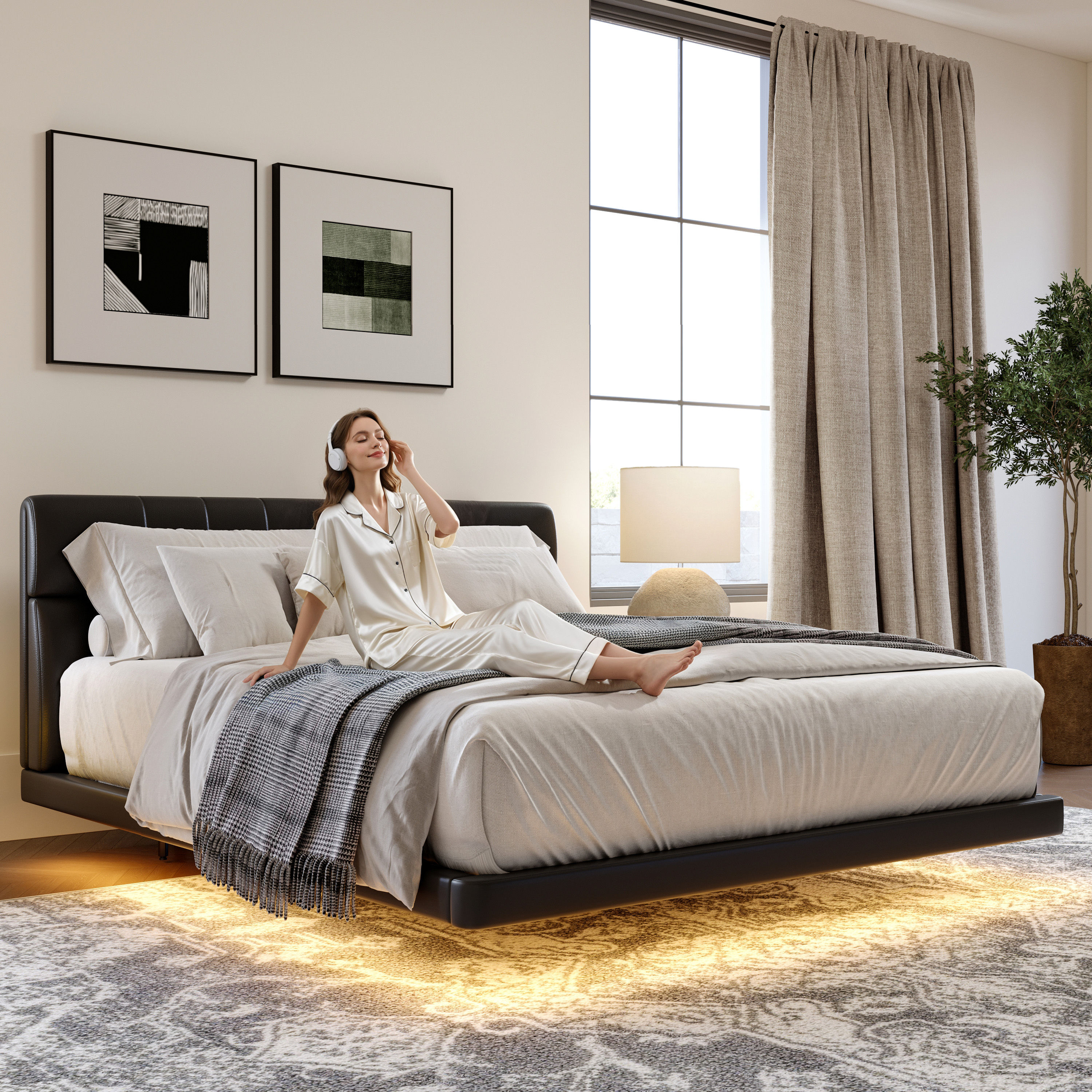 King Size Black PU Leather Beds
