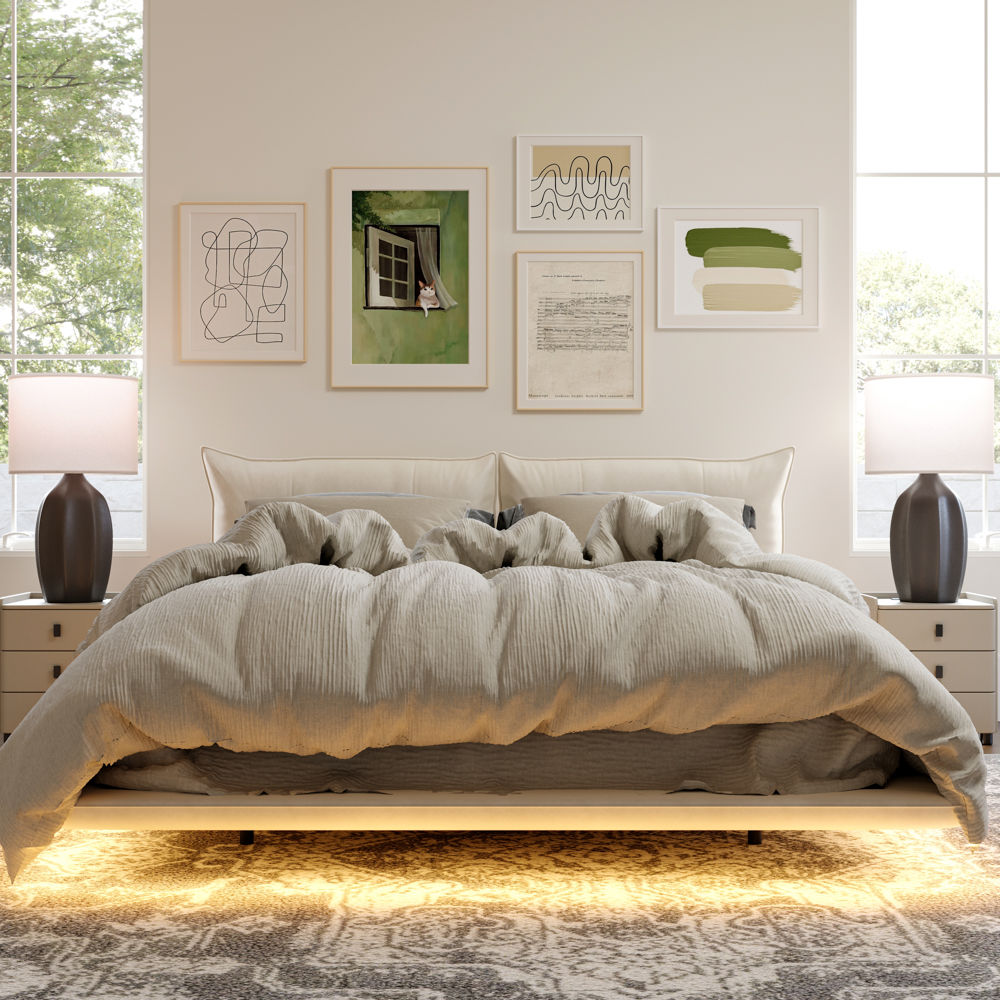 Beige Velvet Beds