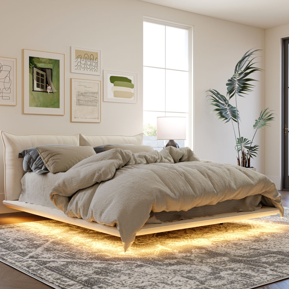 Beige Velvet Beds