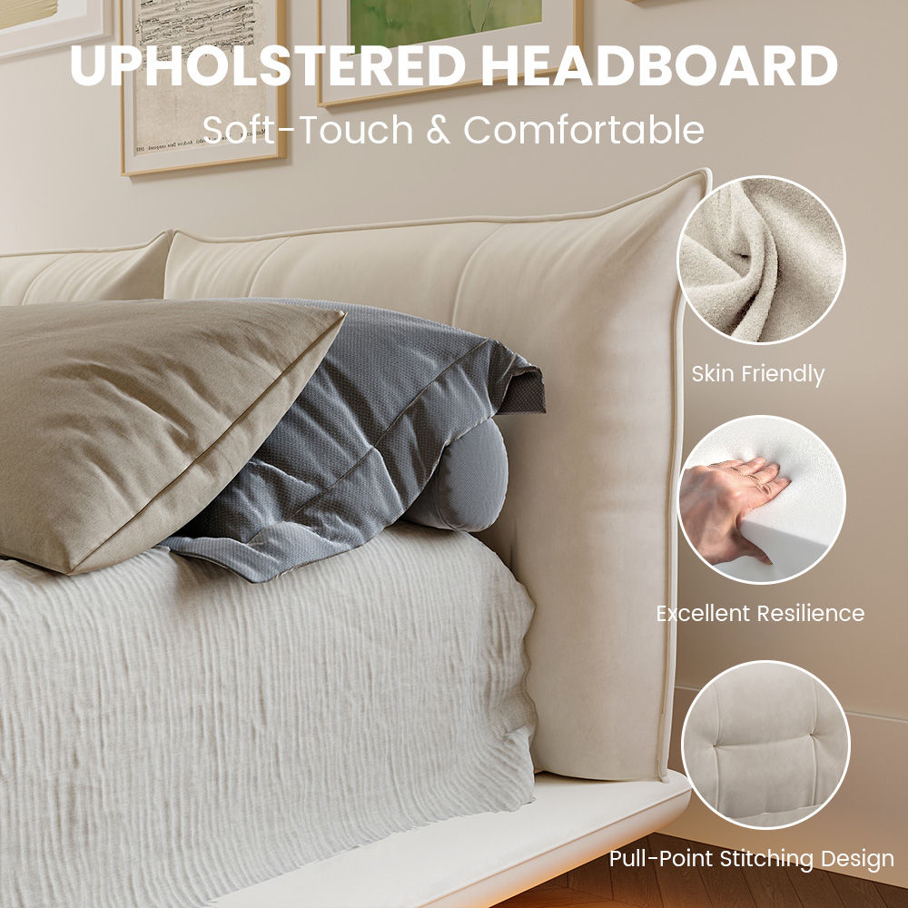 Beige Velvet Beds