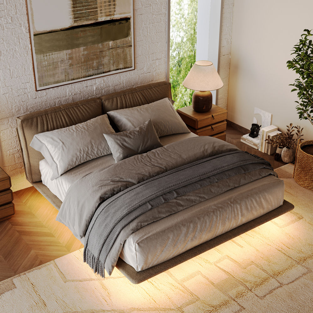 Queen Size Khaki Linen Beds