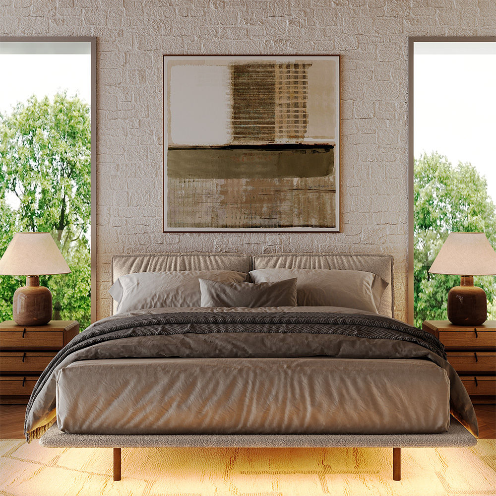 Wood Beige Linen Beds