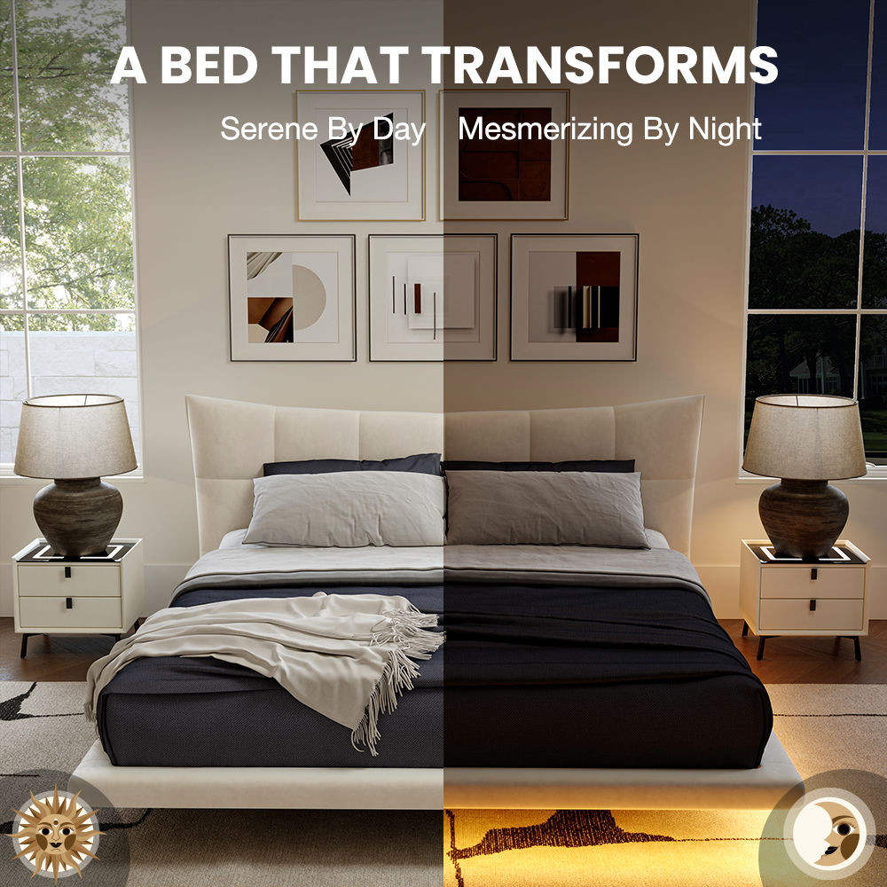Modern Beige Velvet Beds