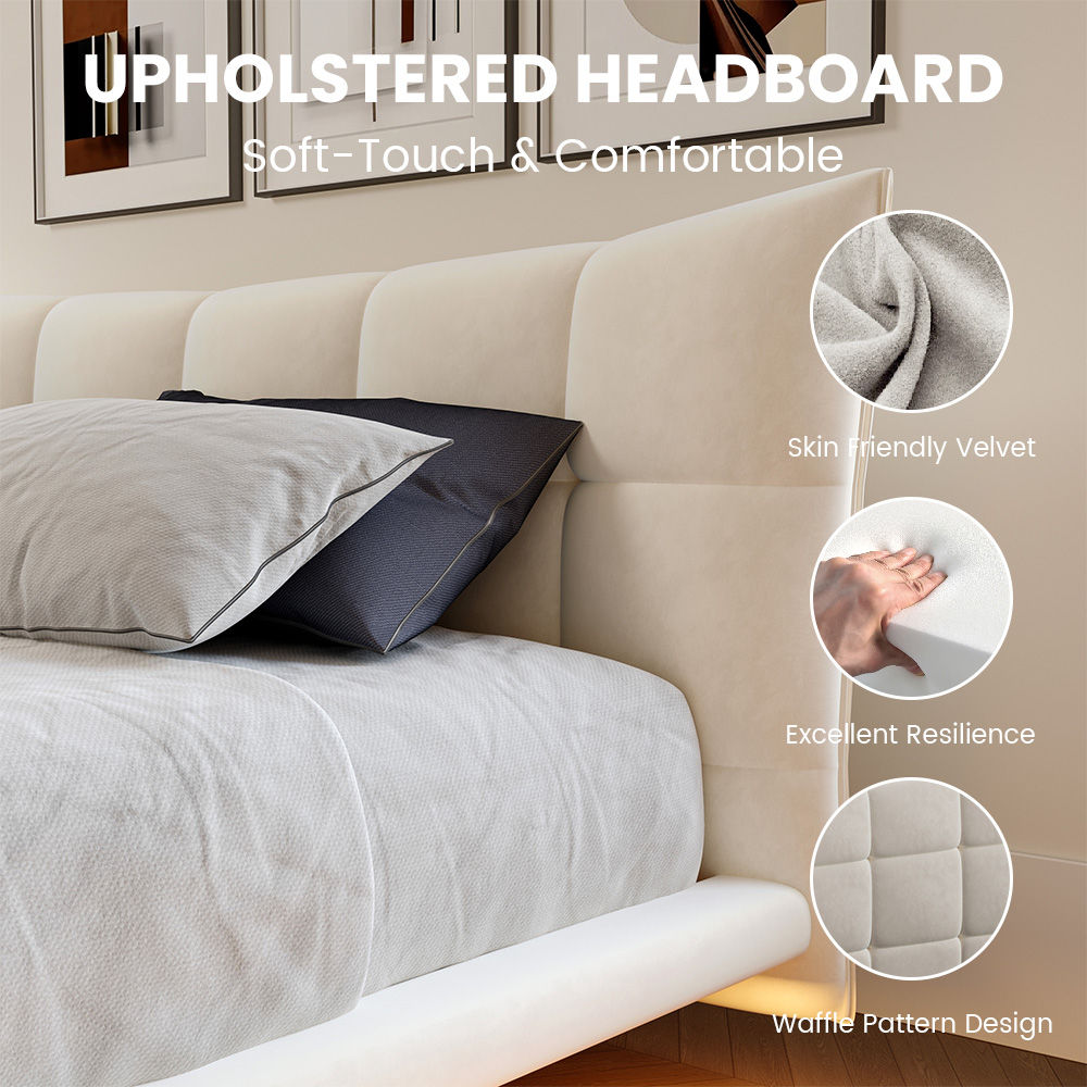 Velvet Beige Velvet Beds