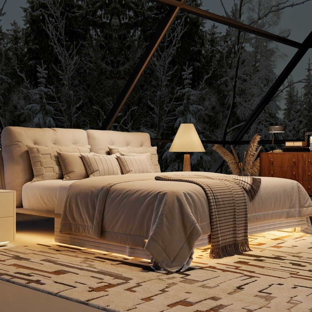 Queen Size White Linen Beds