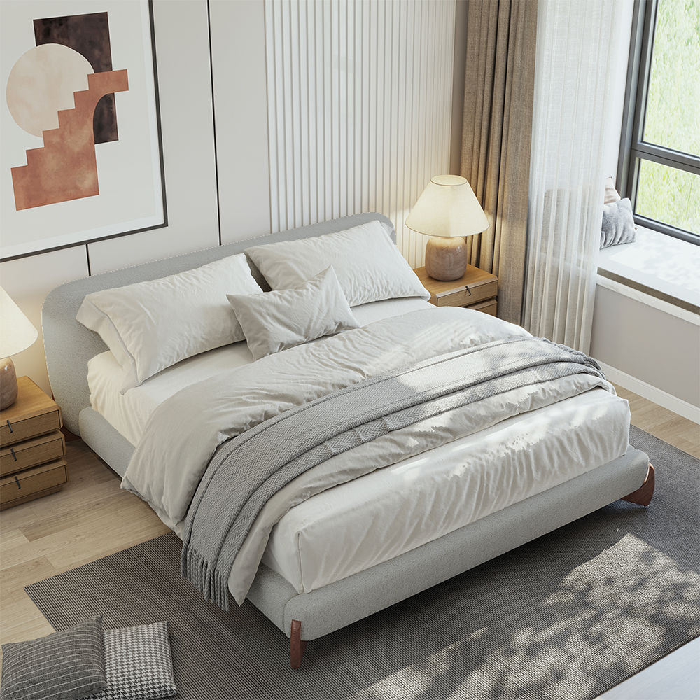 Light Gray Light Gray Boucle Beds