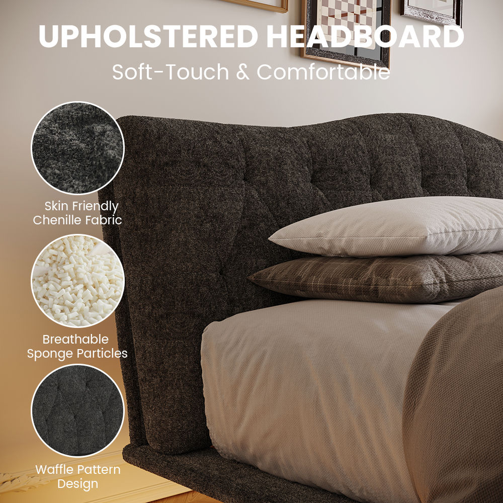 Partly Assemble Gray Chenille Beds