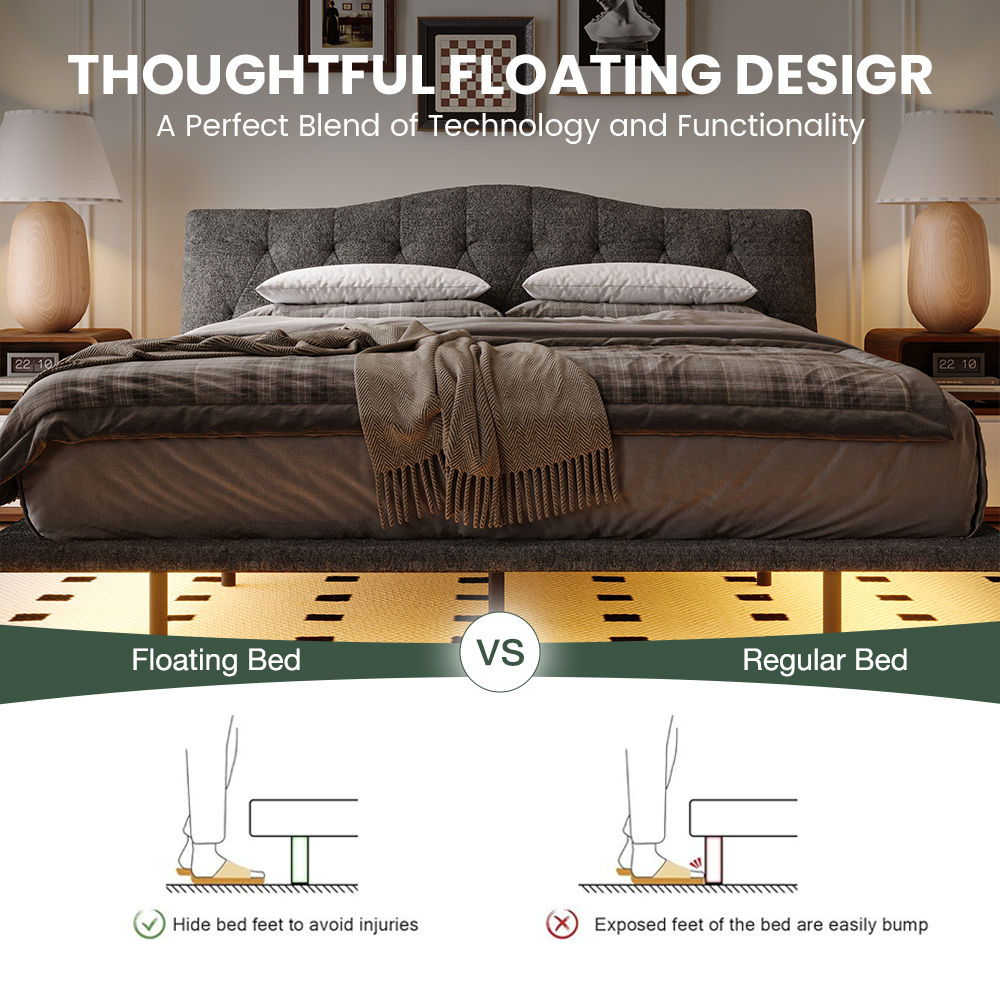Wood Gray Chenille Beds