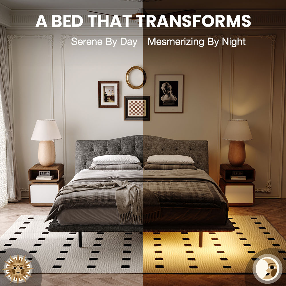 Upholstered Bed Frame Gray Chenille Beds