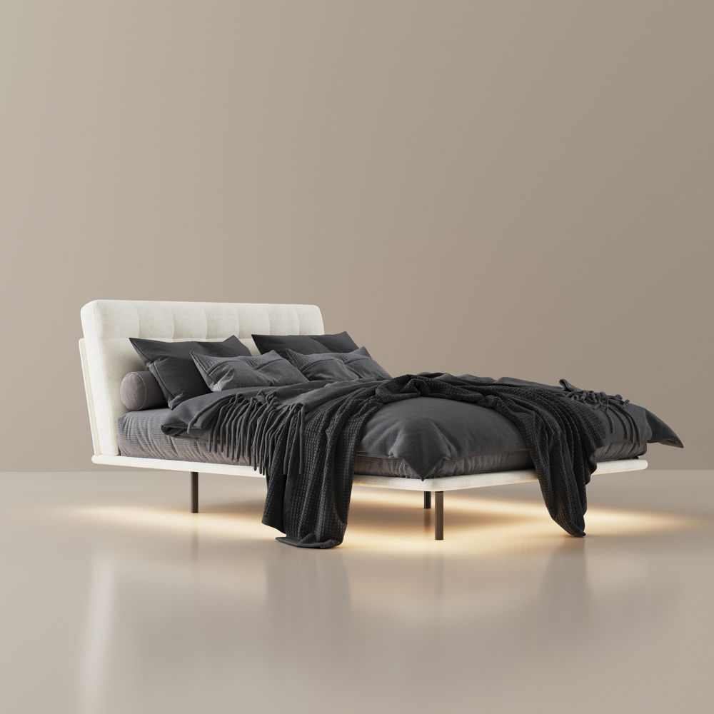 White Gray Chenille Beds