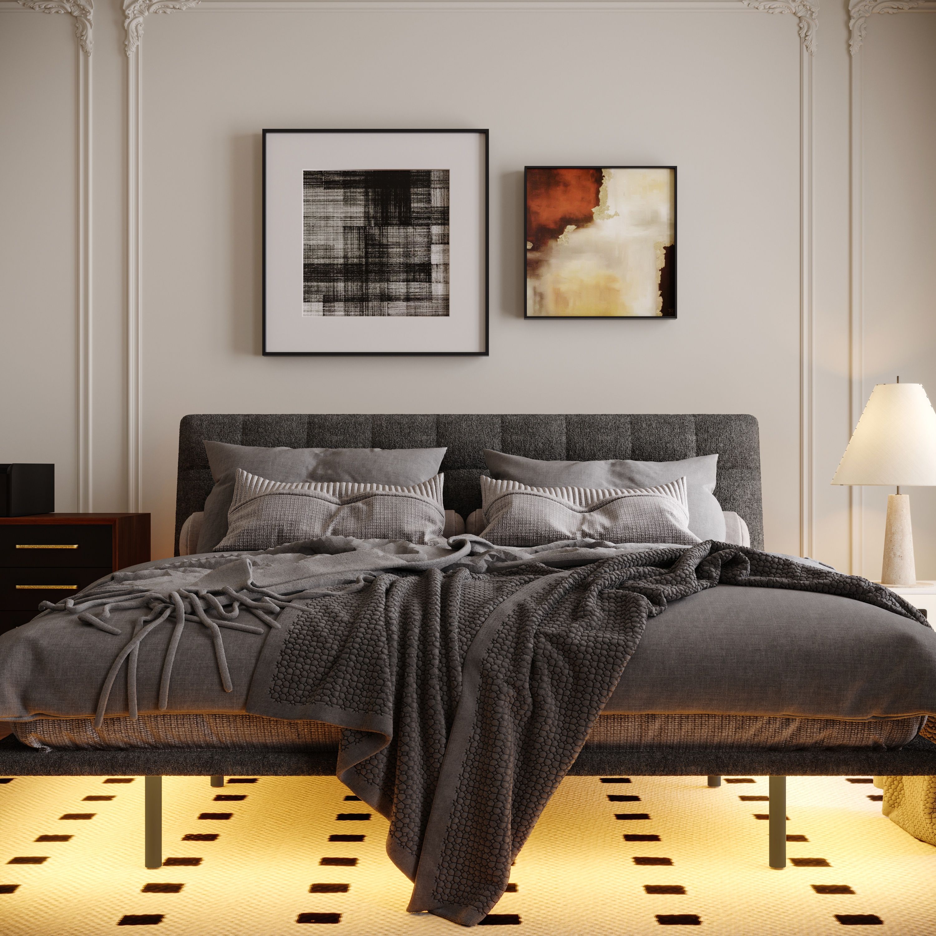 Floating Gray Chenille Beds